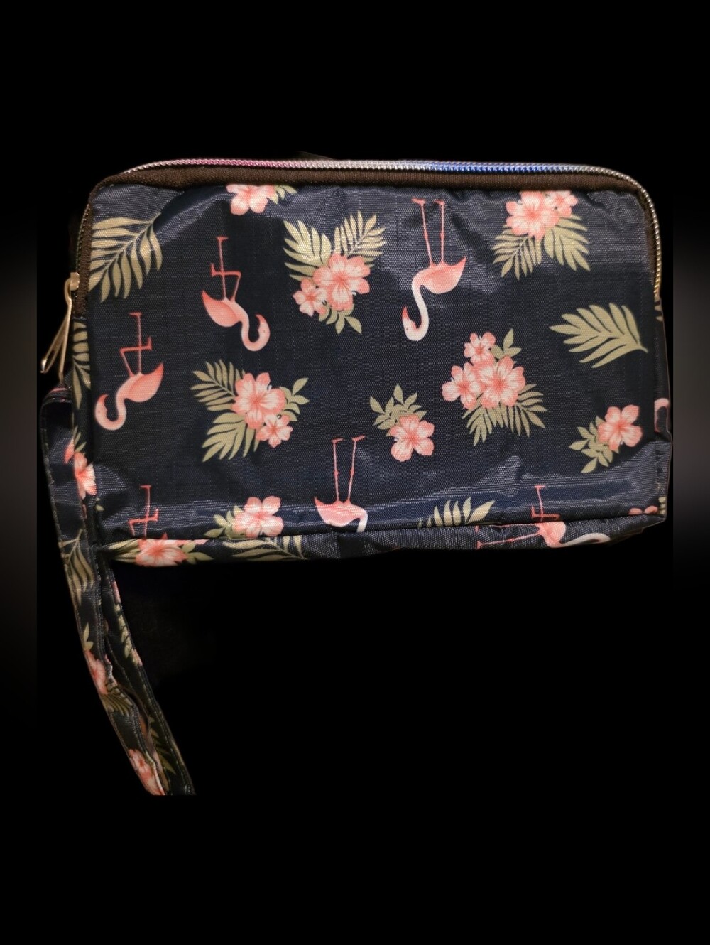 Flamingo Floral Wristlet Clutch